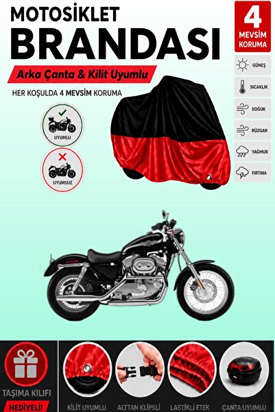 Cemku Double Black Top - Red Bottom, Rear Bag Compatible Harley-Davidson Spor...