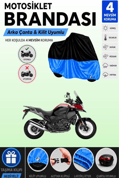 Cemku Double Black Top - Blue Bottom, Rear Bag Compatible Honda Vfr 1200 X Cr...