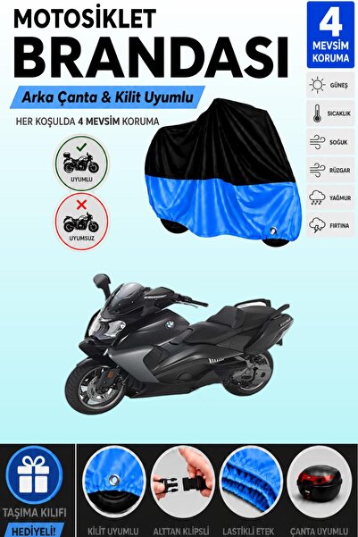 Cemku Double Black Top - Blue Bottom, Rear Bag Compatible Bmw C 650 Gt Motorc...