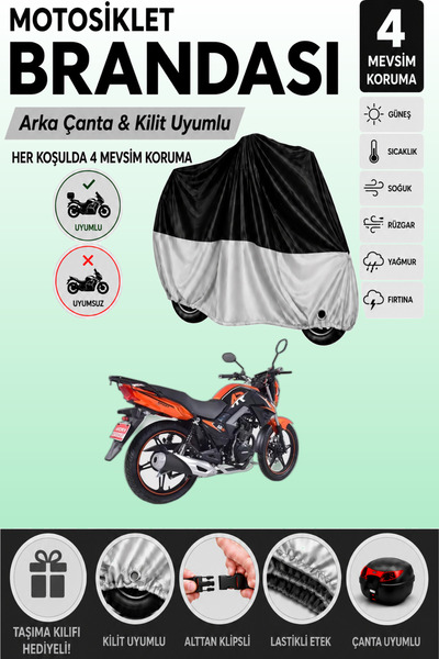 Cemku Double Black Top - Gray Bottom, Rear Bag Compatible Arora Ar 06 Motorcy...