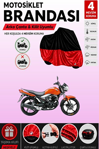 Cemku Double Black Top - Red Bottom, Rear Bag Compatible Haojue Da135 S Motor...