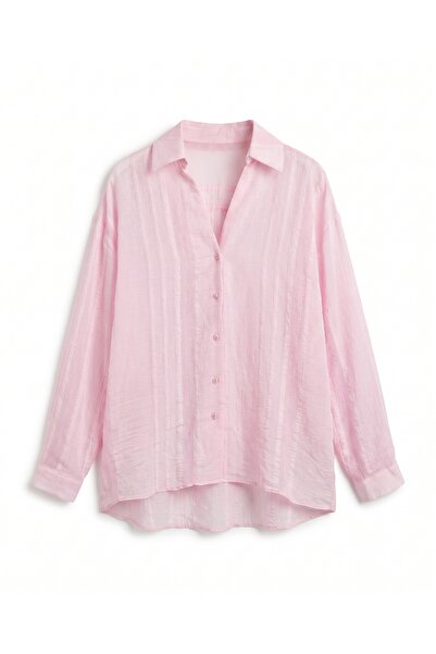 LUUNA STORE Pink Transparent Self-Patterned Shirt