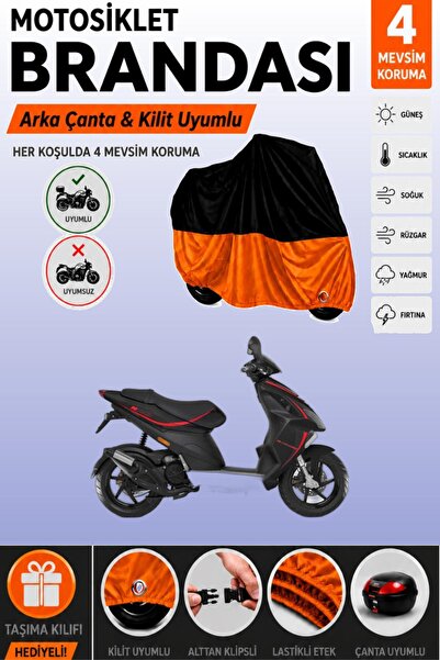 Cemku Double Black Top - Orange Bottom, Rear Bag Compatible Piaggio Nrg Power...