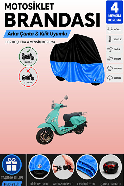 Cemku Double Black Top - Blue Bottom, Rear Bag Compatible Apachi True 125 Mot...