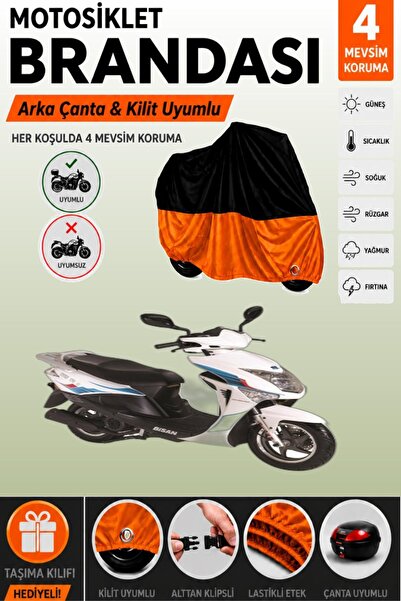 Cemku Double Black Top - Orange Bottom, Rear Bag Compatible Bisan Nysa 150 Mo...