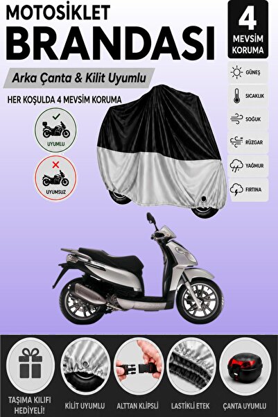 Cemku Double Black Top - Gray Bottom, Rear Bag Compatible Piaggio Carnaby 200...