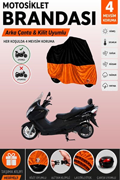 Cemku Double Black Top - Orange Bottom, Rear Bag Compatible Mondial 250 Buffa...