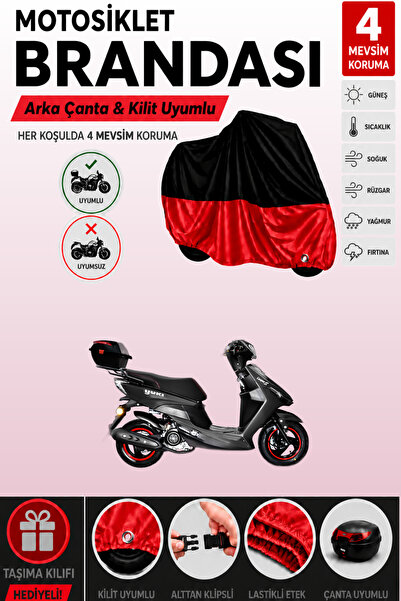 Cemku Double Black Top - Red Bottom, Rear Bag Compatible Yuki Casper S 50 Mot...