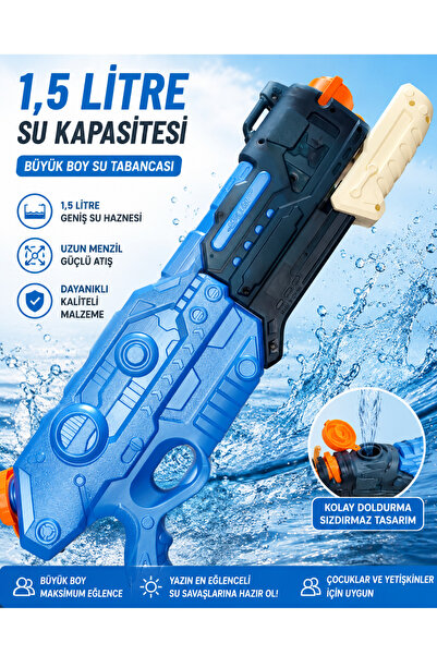 LRS STORE Premium Büyük Boy Pompalı Su Tabancası 1500 ml Kapasiteli Oyuncak S...