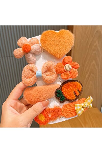 Rapunzel Accessories 10 Parça Peluş Çiçek Kalp Fiyonk Desenli Sevimli Toka Se...