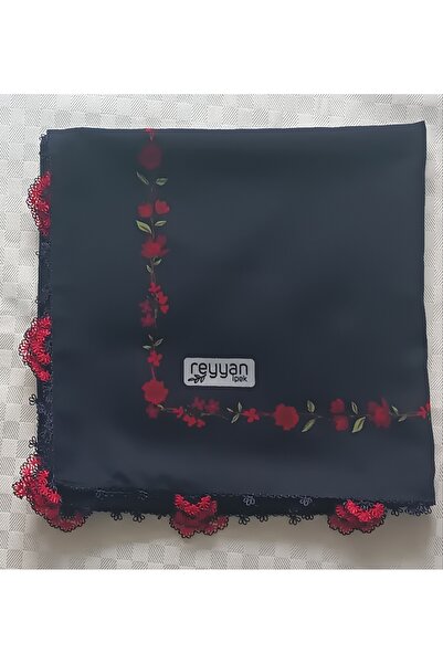 REYYAN El Emeği El İşi Hediyelik Çeyizlik İçi Boş Lacivert İğne Oyalı Yazma Y...