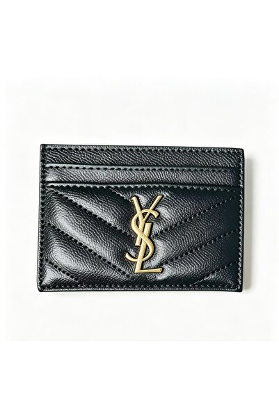 saint Black bronze quilted card holder with multiple card slots for easy port...