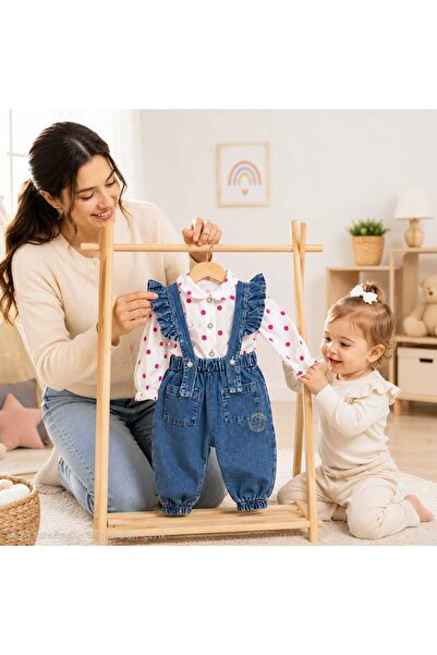 CROCODAYS Long Sleeve Girls' Baby Jeans (Jeans) Shirt and Salopet 2-Piece Set...
