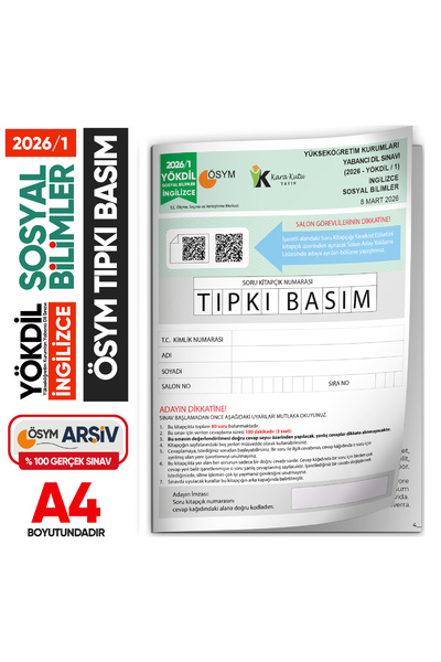 Karakutu Yayınları 2026/1 YÖKDİL İngilizce SOSYAL BİLİMLER ÖSYM Çıkmış Soru T...