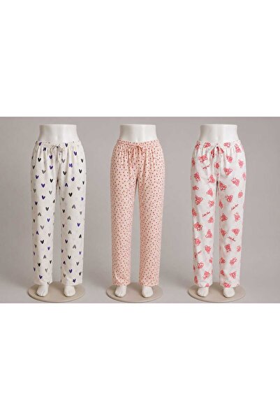 Aderente Kadın 3'Lü Süprem Kumaş Lastikli Tek Alt Pijama