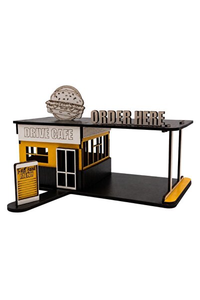 ALGWOOD Ahşap Drive Cafe Maketi - Drive Cafe Temalı Dekoratif Maket Seti - 3D...