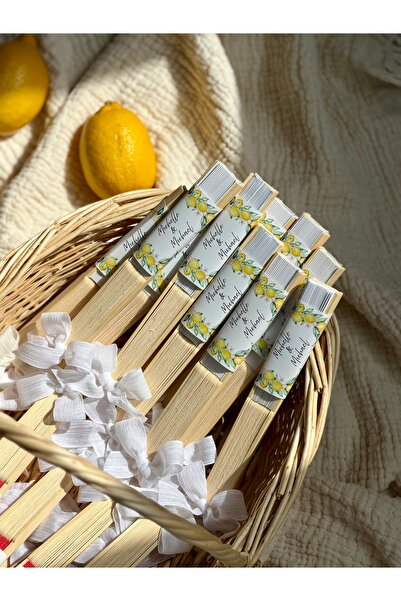 pearlsavon 10 Adet Kişiselleştirilmiş Limon Konseptli Ahşap Nikah Yelpazesi -...