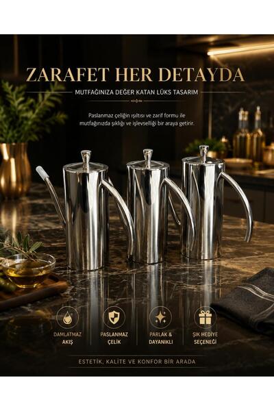 NUMAX 304 Lüks Paslanmaz Çelik Yağdanlık-Demlik 700 ML ,Ateşe Uygun & Şık Sof...