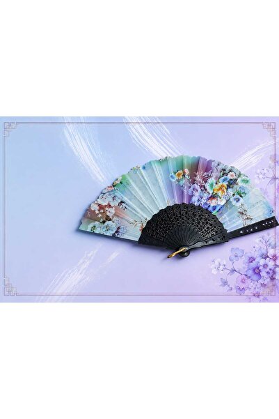 uHeL Pastel Çiçek Desenli Katlanabilir Yelpaze - Vintage Dantel Oyma Detaylı ...