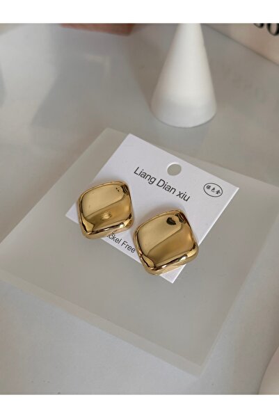 Bade Jewelry Vip Gold Wavy Design Square Plate Stylish Non-Tarnish Steel Earr...