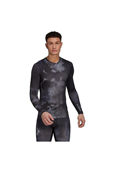 adidas Tricou bărbătesc cu mânecă lungă Techfit cu imprimeu integral S