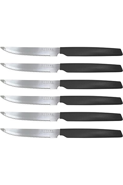 Pedrini 6-piece black handle steak knife set from