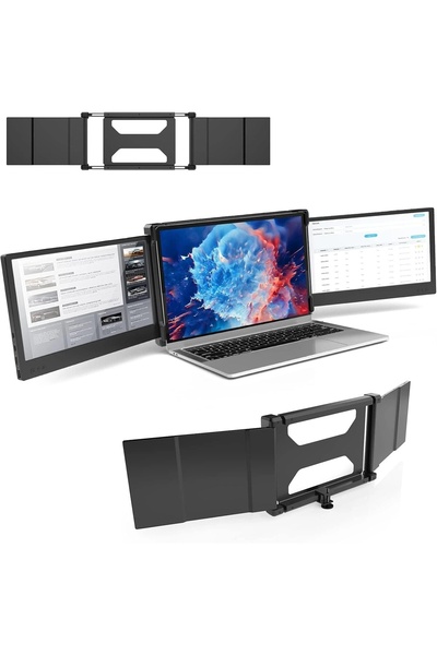 KEFEYA Monitor portabil triplu pentru laptop P2, 2 x 12 inch, Full HD, IPS, E...