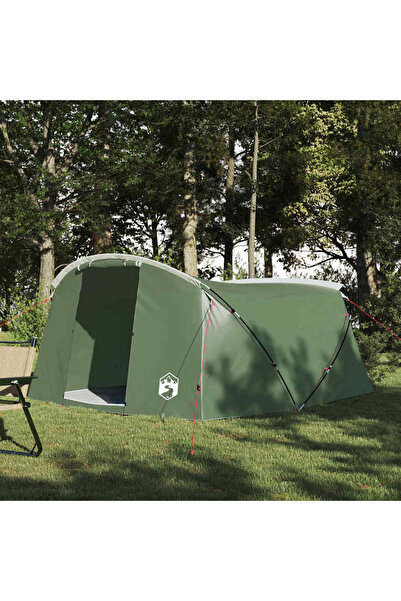 vidaxl Cort tunel pentru 4 persoane Verde si alb 318 x 275 x 140 cm