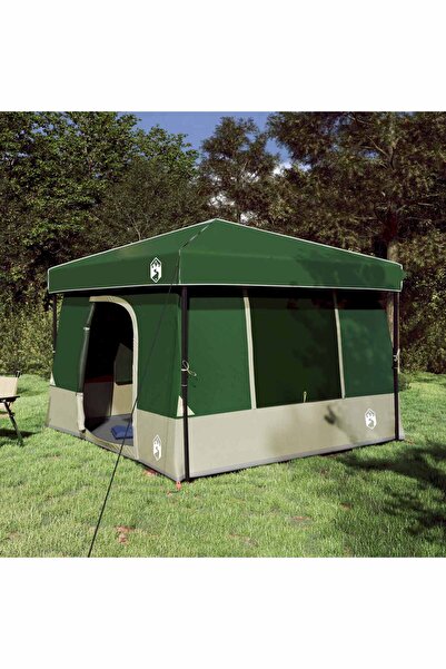 vidaxl Set Cort pentru Camping 2 pcs Verde Tafeta si Material
