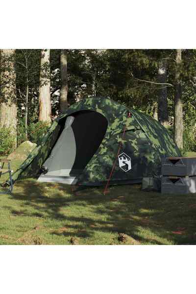 vidaxl Cort de camping tunel pentru 2 persoane, camuflaj, impermeabil