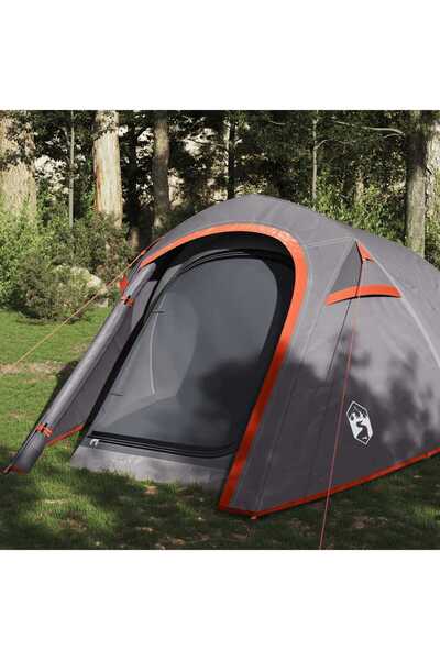 vidaxl Cort de camping tunel 3 persoane, gri/portocaliu, impermeabil