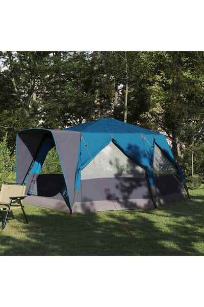 vidaxl Cort tip cabana pentru 7 persoane albastru 400 x 350 x 212 cm