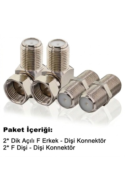 Derwell 2 Adet L Tipi Konnektör Fiş Rg6 Çevirmeli 90 Derece Tv Uydu Cvtv Sist...