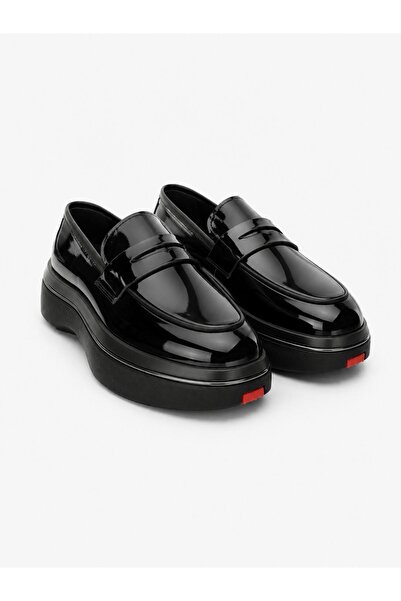 Msport 23239 Μαύρο λουστρίνι Trend Γνήσιο Δερμάτινο Sneaker