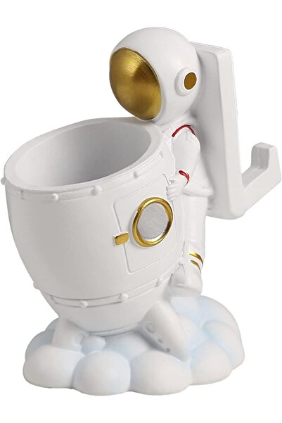 Arabest Resin Astronaut Sculpture Pen Holder, Pencil Organizer, Cosmetic Brus...