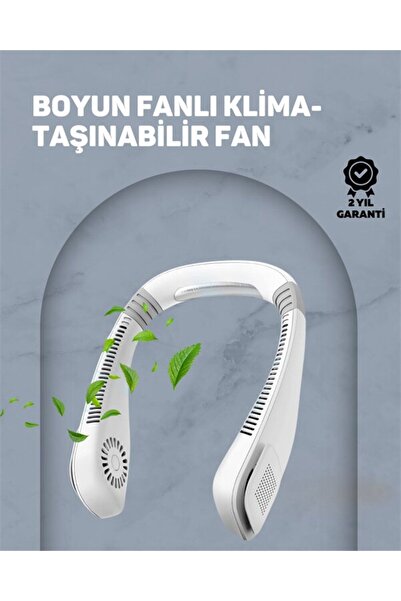 GENELOEM USB Şarjlı Giyilebilir Fan | 5 Kademeli Rüzgar Hızı Sessiz Turbo Soğ...