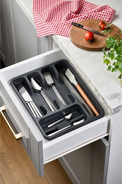 Fevito 6 Compartment Drawer Cutlery Holder, Plastic Fork and Knife Organizer,...