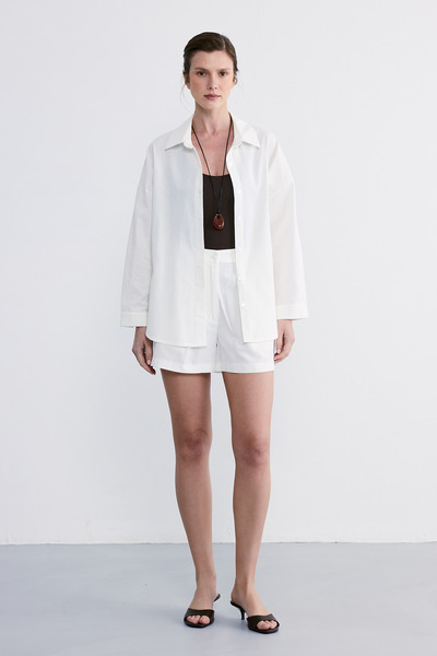FACETTE Delya Shirt Shorts Set White