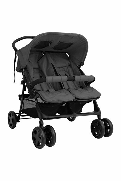 vidaxl Twin stroller, dark grey, steel