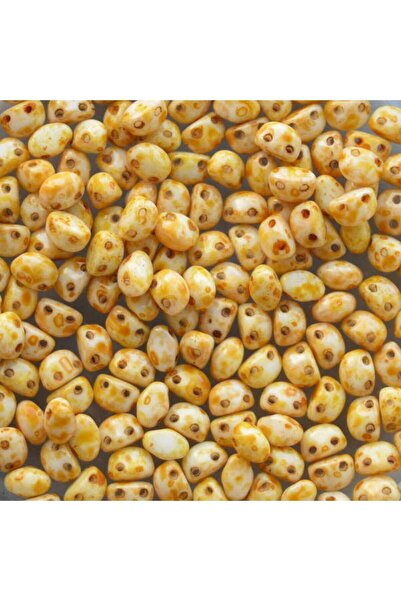 OEM Pachet 100 Margele de sticla Oval Candy 6x4 mm - White Travertin