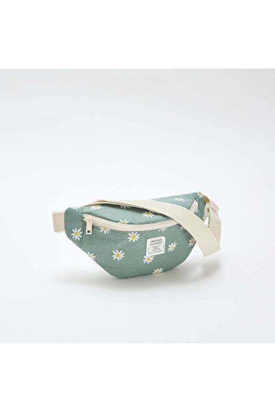 KIABI Floral All-Over Print Cotton Belt Bag GREEN