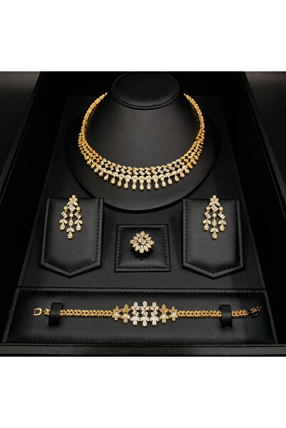 Generic Luxury 4 Piece Crystal Jewelry Set for Women - Bridal Necklace Earrin...