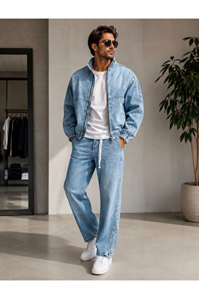 ANATOLIATEKSTILE Men's Denim Suit Premium Set Jeans Jacket + Pants Casual Lux...