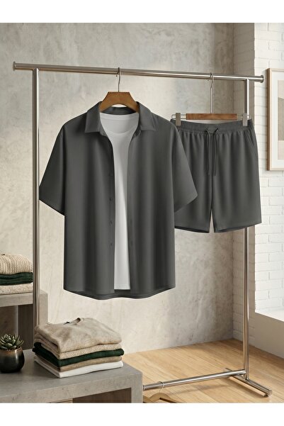 KVİNS Unisex Lycra Brumcuk Fabric Set | Relax Fit Shirt&Shorts | Anti-Wrinkle...