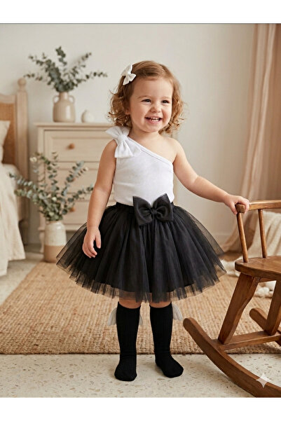 kokosh _ kidss burcu sapmaz طقم تنورة توتو سوداء مع جوارب بأجنحة للفتيات الصغ...