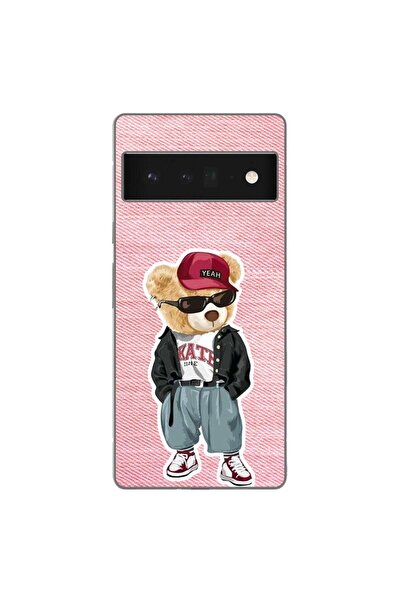 OEM Husa compatibila cu Google Pixel 6 Pro Silicon Gel Tpu Model Pink Jeans Bear