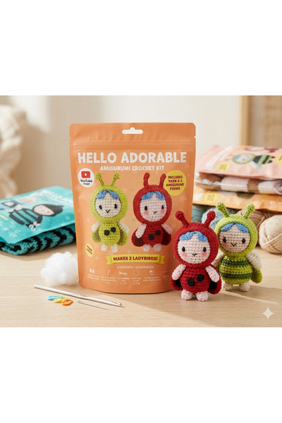 ZUMRANKA HELLO ADORABLE 2'li Amigurumi Örgü Kiti Başlangıç Seti Kendin Yap Ta...