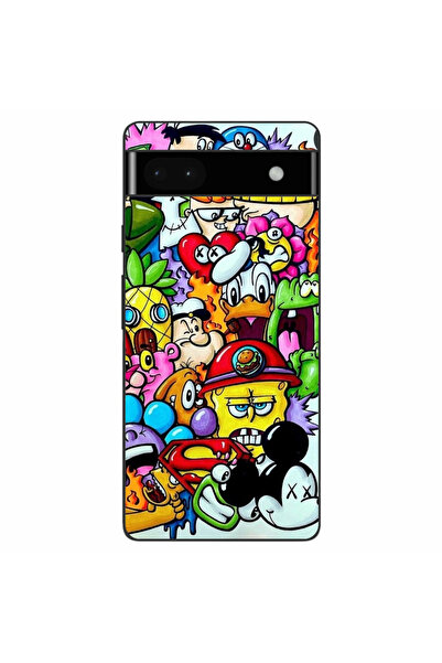 OEM Husa compatibila cu Google Pixel 6A Silicon Gel Tpu Model Pop Art Cartoons