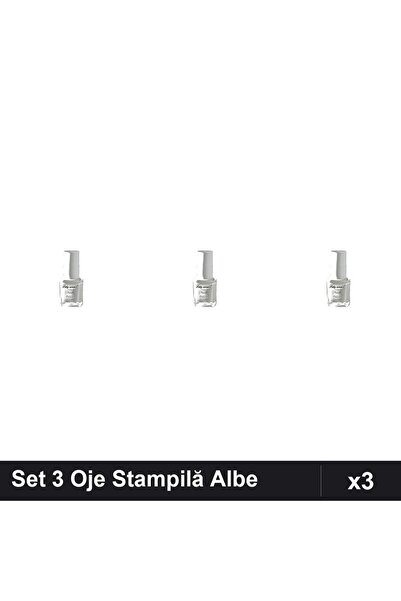 NAİLS Set 3 Oje Semipermanente Lily Angel Albe 5ml, Stampilă Manichiură UV/LED