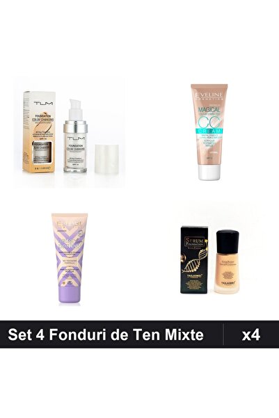 TLM Set 4 Fonduri de Ten Color Changing & Eveline, SPF15, 30ml, Nuante Naturale